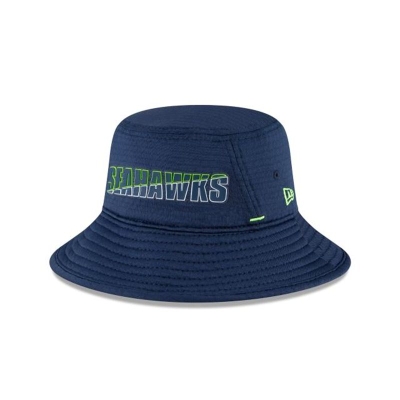 Seattle Seahawks Gorra | New Era NFL Official Summer Sideline Stretch Bucket Hat Mexico - Azules